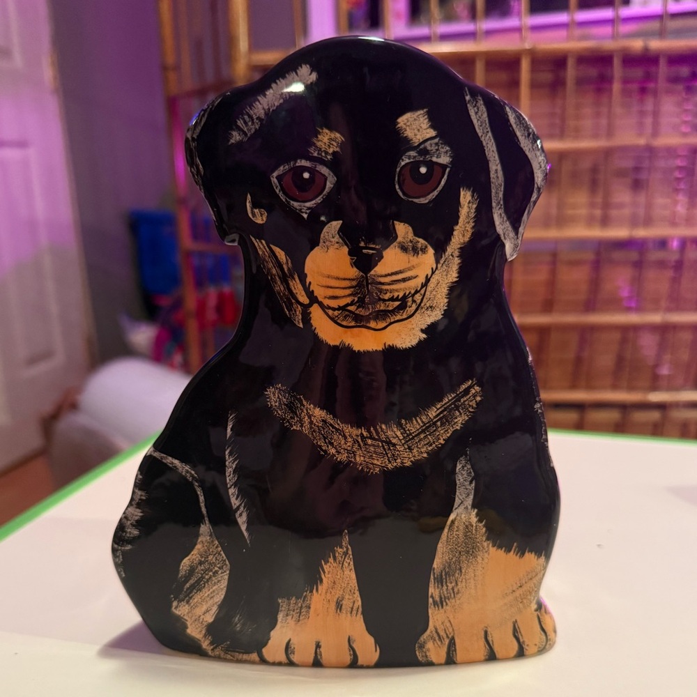 Dogs By Nina -Collection 
  Vintage Nina Lyman Ceramic Rottweiler Puppy Vase